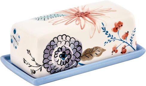 Bico Tunisian Ceramic Butter Dish with Lid, Butter Keeper for Counter, Kitchen, Dishwasher Safe in Kuwait