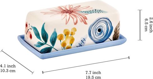 Bico Tunisian Ceramic Butter Dish with Lid, Butter Keeper for Counter, Kitchen, Dishwasher Safe in Kuwait
