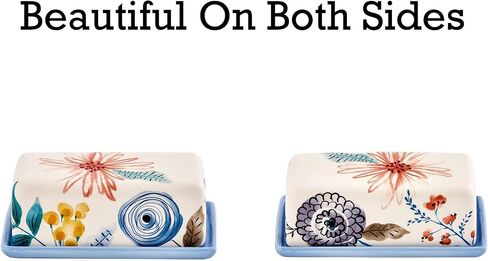 Bico Tunisian Ceramic Butter Dish with Lid, Butter Keeper for Counter, Kitchen, Dishwasher Safe in Kuwait