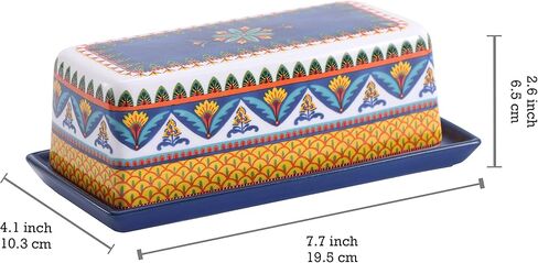 Bico Tunisian Ceramic Butter Dish with Lid, Butter Keeper for Counter, Kitchen, Dishwasher Safe in Kuwait