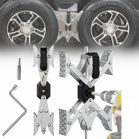 X-Shaped Wheel Chocks for Travel Trailer【Allow Drill Adjust】 RV Stabilizers X chocks Camper Wheel Chock for Travel Trailers RV Accessories Wrench Adjustable 3"-11.5" （2 PCS） Orange in Saudi Arabia