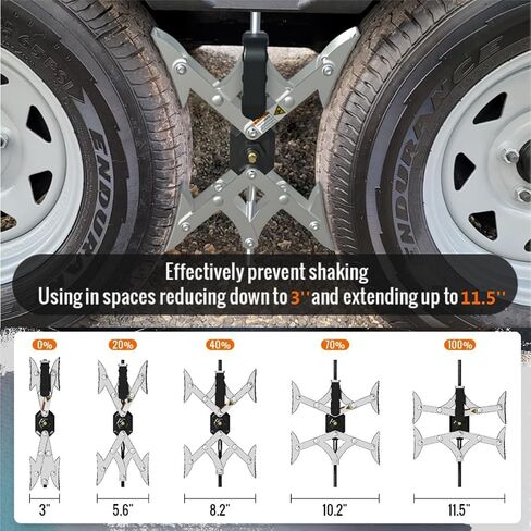 X-Shaped Wheel Chocks for Travel Trailer【Allow Drill Adjust】 RV Stabilizers X chocks Camper Wheel Chock for Travel Trailers RV Accessories Wrench Adjustable 3"-11.5" （2 PCS） Orange in Saudi Arabia