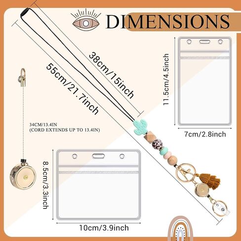 Retractable Lanyard for ID Badge and Key with 2 Waterproof Card Holder Teacher String with Badge Holder and Reel Silicone Beaded for Teacher Nurse Office School(Daisy) in Kuwait