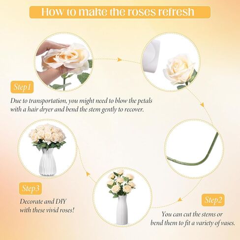 Hotop 20 Pcs Rose Artificial Flowers with Long Stem Realistic Silk Roses Bulk Real Touch Plastic Bouquet of Roses for Home Bridal Wedding Party Table Centerpieces Decorations(Pink) in Kuwait