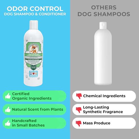 Pawtitas Dog Shampoo and Conditioner All Natural and Hypoallergenic Shampoo for Puppy Made with Certified Organic Natural Herbs Dog Conditioner - 16 Oz Dog Shampoo Made with Eucalyptus & Spearmint in Saudi Arabia