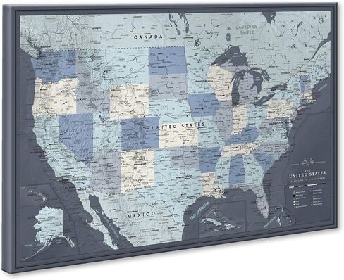 US Travel Map With Push Pins on Canvas - Travel Tracker and Wall Map for Home or Office - Mark States, Cities, and Natural Features to Celebrate Adventures - Ready to Hang - 40 x 30 |Pin Adventure Map in Saudi Arabia