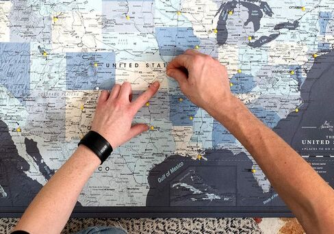 US Travel Map With Push Pins on Canvas - Travel Tracker and Wall Map for Home or Office - Mark States, Cities, and Natural Features to Celebrate Adventures - Ready to Hang - 40 x 30 |Pin Adventure Map in Saudi Arabia