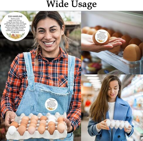 Louise Maelys 2" Egg Stickers for Fresh Farm Eggs - 500pcs Market Egg Handling Stickers Unwashed Egg Sticker Labels for Chicken Quail Farmhouse in Kuwait