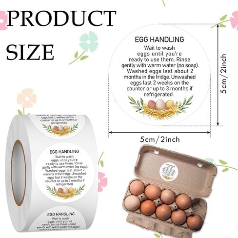 Louise Maelys 2" Egg Stickers for Fresh Farm Eggs - 500pcs Market Egg Handling Stickers Unwashed Egg Sticker Labels for Chicken Quail Farmhouse in Kuwait
