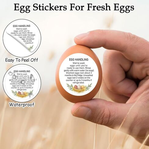 Louise Maelys 2" Egg Stickers for Fresh Farm Eggs - 500pcs Market Egg Handling Stickers Unwashed Egg Sticker Labels for Chicken Quail Farmhouse in Kuwait