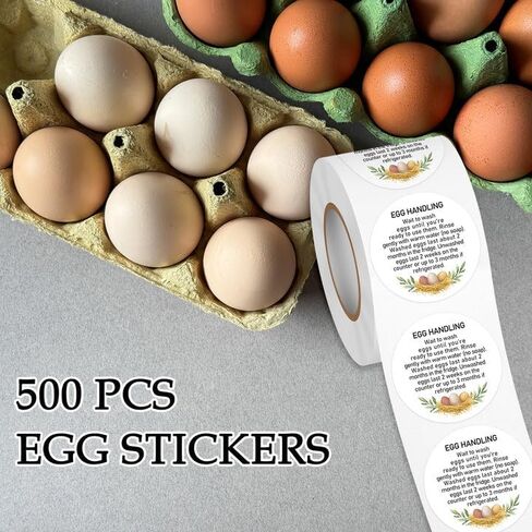 Louise Maelys 2" Egg Stickers for Fresh Farm Eggs - 500pcs Market Egg Handling Stickers Unwashed Egg Sticker Labels for Chicken Quail Farmhouse in Kuwait