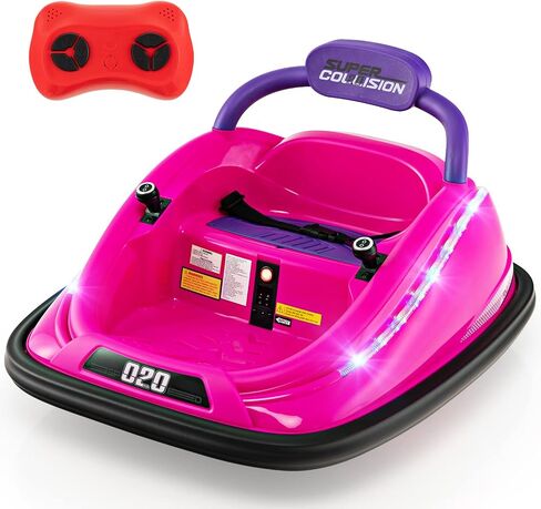 Olakids المصد سيارة للأطفال الصغار ، و 12 فولت Kids Ride Electric Ride مع التحكم عن بعد ، ومتسابق مركبة يعمل بالبطارية للطفل ، و 360 درجة دوران ، ومصابيح LED ملونة ، والموسيقى (الوردي) in Kuwait