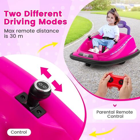Olakids المصد سيارة للأطفال الصغار ، و 12 فولت Kids Ride Electric Ride مع التحكم عن بعد ، ومتسابق مركبة يعمل بالبطارية للطفل ، و 360 درجة دوران ، ومصابيح LED ملونة ، والموسيقى (الوردي) in Kuwait