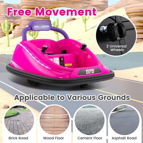 Olakids المصد سيارة للأطفال الصغار ، و 12 فولت Kids Ride Electric Ride مع التحكم عن بعد ، ومتسابق مركبة يعمل بالبطارية للطفل ، و 360 درجة دوران ، ومصابيح LED ملونة ، والموسيقى (الوردي) in Kuwait