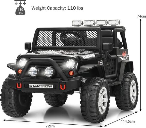 OLAKIDS Kids Ride on Truck, 12V 2 Seat Battery Powered Electric Toy Car with Parental Remote Control, 4 Wheels Toddler Vehicle with Spring Suspension, LED Lights, Music in Kuwait