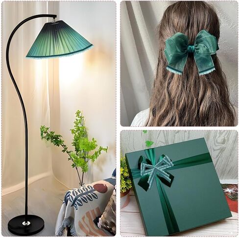 20 Yards Dark Green Ruffle Ribbon Trim Organza Ruffled Edge Ribbon Velvet Chiffon Lace Gathered Pleated Edging Trimming for Sewing Making Craft Gift Wrapping Wedding Christmas Decor Supply in Kuwait