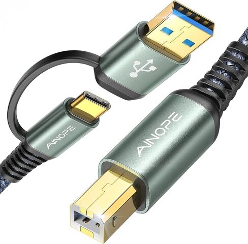 AINOPE Printer Cable to USB A, 480Mbps Printer USB B to USB C MIDI Cable in Kuwait