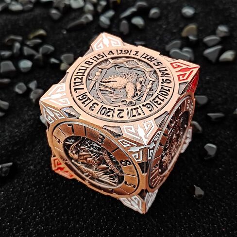 2025 New DND Spinner Dice, 7-in-1 Metal Dice Set with 3D Relief for Dungeons and Dragons Gifts, Polyhedral Roleplaying Game Dice, Fantasy D&D Tabletop RPG Accessories for DM & Player (Red Copper) in Kuwait