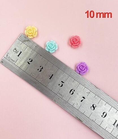 LOPURO Flower Resin Charms, 100Pcs Resin Rose Flower Flatback Beads Charms Floral Decor Charms Flatback Cabochons for Jewelry Making DIY Crafts Hair Accessories Scrapbooking in Kuwait