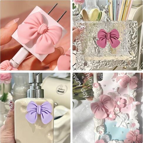 8pcs سحر الوحل كبير القوس السحر راتنجات الراتنجات اللطيفة اللطيفة لحالات الهاتف ، وإطارات الصور ، وصناديق المجوهرات ، وصناديق القرطاسية ، وحرف القصاصات DIY (الوردي) in Kuwait