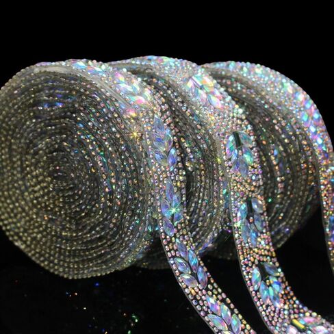 PEARLY JUN 3 Roll Rhinestone Ribbon Self Adhesive Silver Bling Bedazzle Strips Crystal Tape Trim Chain Glitter Diamond Crafts Applique Sticker for Party Wedding Cake Decoration Embellishments in Saudi Arabia