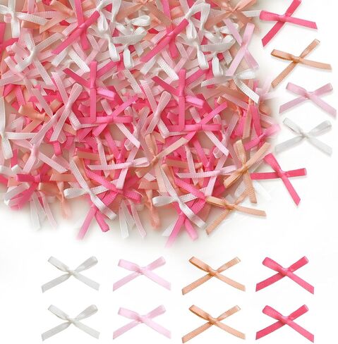 100 Pcs Twist Tie Bows, Satin Ribbon Bows for Gift Wrapping Cake Treat Bags Craft DIY Gift Wedding Baby Shower Birthday Party Decorations（Mcolours） in Saudi Arabia