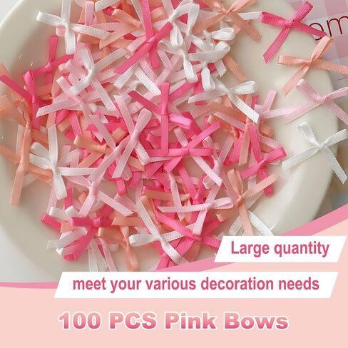 100 Pcs Twist Tie Bows, Satin Ribbon Bows for Gift Wrapping Cake Treat Bags Craft DIY Gift Wedding Baby Shower Birthday Party Decorations（Mcolours） in Saudi Arabia
