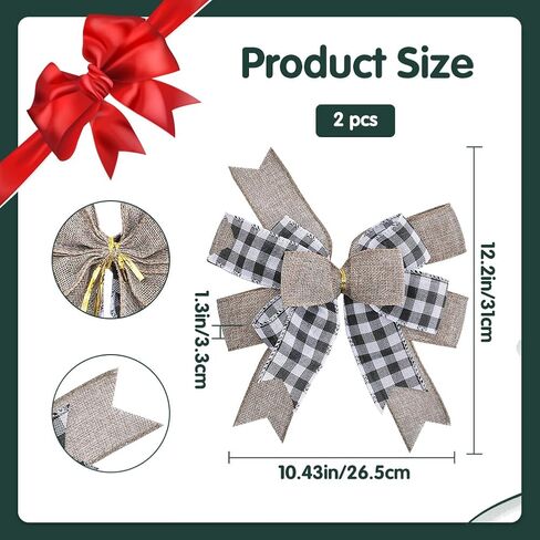 GORGECRAFT 2Pcs Wreath Bow Polyester Red White Love Heart Pattern Wedding Party Decorative Big Bowknot with Twist Tie fo in Kuwait