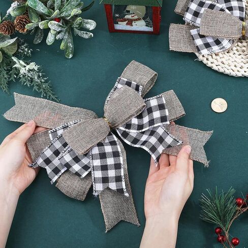 GORGECRAFT 2Pcs Wreath Bow Polyester Red White Love Heart Pattern Wedding Party Decorative Big Bowknot with Twist Tie fo in Kuwait