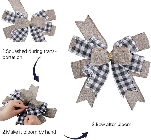 GORGECRAFT 2Pcs Wreath Bow Polyester Red White Love Heart Pattern Wedding Party Decorative Big Bowknot with Twist Tie fo in Kuwait