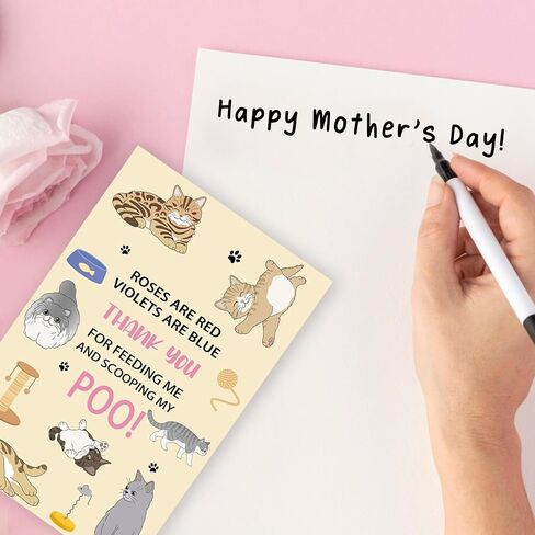 Mother's Day Card for Cat Mom,Cute Cat Mother Day Card Gifts for Women,Cat Mom Cards from the Pet,Funny Mothers Day Gift in Kuwait