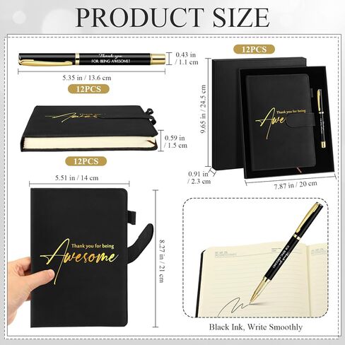 12 Sets Teacher Appreciation Gifts for Men Leather Notebook Thank You Pen with Gift Box Thank You Gift Employees Appreciation Gifts for Coworker Staff Nurse in Kuwait