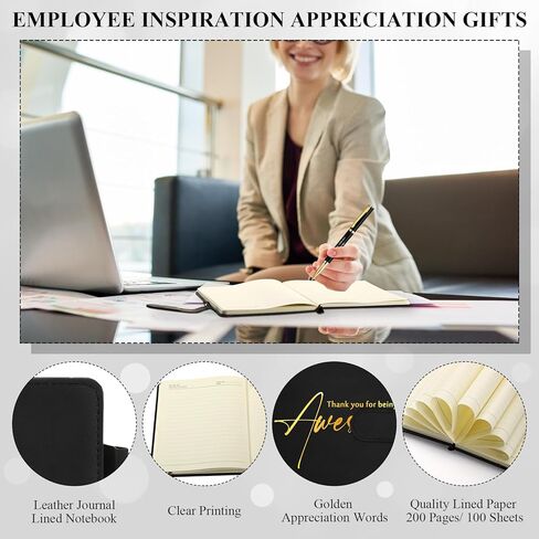 12 Sets Teacher Appreciation Gifts for Men Leather Notebook Thank You Pen with Gift Box Thank You Gift Employees Appreciation Gifts for Coworker Staff Nurse in Kuwait