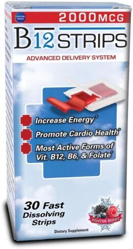Essential Source Vitamin B12 Strips - Energy Supplement with 2000mcg of Methylcobalamin, B6, Folate & Biotin - Support Nerve & Brain Health, Stress Relief, Sleep - Winter Berry Flavor, 90 Day Supply in Saudi Arabia