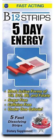 Essential Source Vitamin B12 Strips - Energy Supplement with 2000mcg of Methylcobalamin, B6, Folate & Biotin - Support Nerve & Brain Health, Stress Relief, Sleep - Winter Berry Flavor, 90 Day Supply in Saudi Arabia