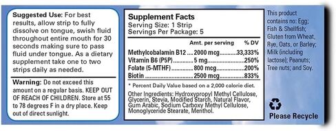 Essential Source Vitamin B12 Strips - Energy Supplement with 2000mcg of Methylcobalamin, B6, Folate & Biotin - Support Nerve & Brain Health, Stress Relief, Sleep - Winter Berry Flavor, 90 Day Supply in Saudi Arabia