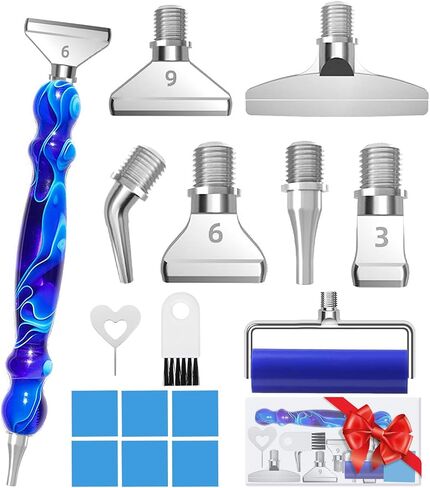 Hailivike 17PCS Threaded Diamond Art Tools, Upgraded Stainless Steel Tips Diamond Painting Pen No Loosen, Blue Set in Saudi Arabia