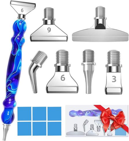 Hailivike 17PCS Threaded Diamond Art Tools, Upgraded Stainless Steel Tips Diamond Painting Pen No Loosen, Blue Set in Saudi Arabia