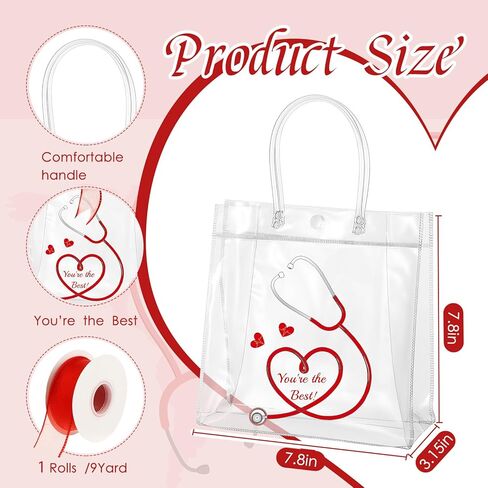 12 PCS ممرضة الأسبوع حقائب الهدايا الهدايا 7.8 × 7.8 × 3.15 في PVC شكرا لك الممرضة تقدير الهدايا مع مقبض 2025 هدايا التمريض حفل زفاف ل RN CNA دكتور الطبيب لوازم الحفلة الطبية لحفلة الطرف in Saudi Arabia