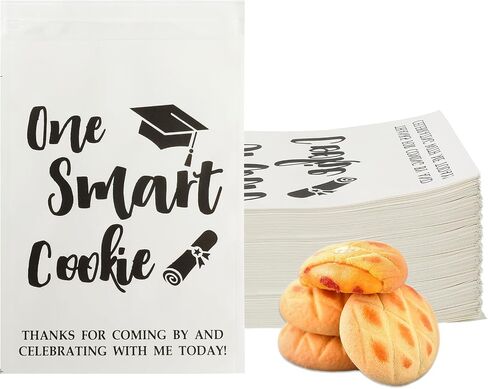 Graduation Cookie Bags Graduation Party Favors, 100 PCS Graduation Treat Candy Gift Bags, One Smart Cookie Bags with Seal, Congrats Grad Kraft Paper Snack Bags for Graduation Party Decoration Supplies in Kuwait