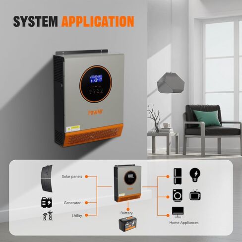 PowMr 2400W Solar Inverter, 24VDC to 110V/120VAC, Pure Sine Wave Inverter with 50A PWM Charge Controller, Hybrid Inverter for Homes, RV, for 24V Lead-Acid, Sealed Gel/AGM Battery, Off-Grid Systems in Saudi Arabia