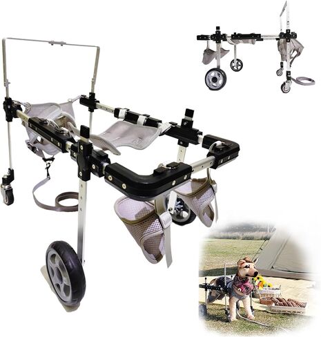 Dog Wheelchair for Front/Back Legs,Lightweight Aluminum Frame with Handle,Extended Leg Straps,Fits Pugs,French Bulldogs, Schnauzers (M) /Dachshund,Corgi,and West Highland White Terrier (L) in Saudi Arabia