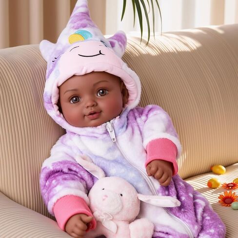 BABESIDE Black Baby Dolls, 17 Inch Realistic Cute Soft Body Baby Doll Real Life Baby Dolls with Accessories for 3+ Year Old Girls Gifts, Pretend Play, Collection in Saudi Arabia