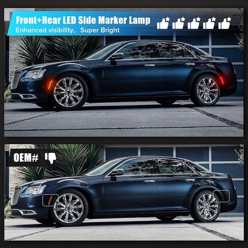 Smoke Lens white light LED Side Marker Lights Compatible with 2015-2024 Chrysler 300 300C 300S Front Rear Fender Marker Lamps. 2X Front(white) 2X Rear(white) in Kuwait