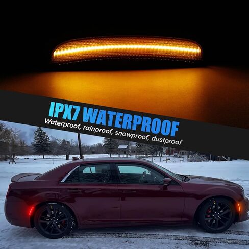Smoke Lens white light LED Side Marker Lights Compatible with 2015-2024 Chrysler 300 300C 300S Front Rear Fender Marker Lamps. 2X Front(white) 2X Rear(white) in Kuwait