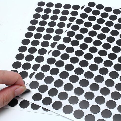 Waziaqoc 108pcs Self-Adhesive Screw Hole Stickers (Black), 2-Table Sheets Screw Covers Caps PVC Dustproof Round Stickers for Wooden Furniture - 15mm/0.59inch in Kuwait