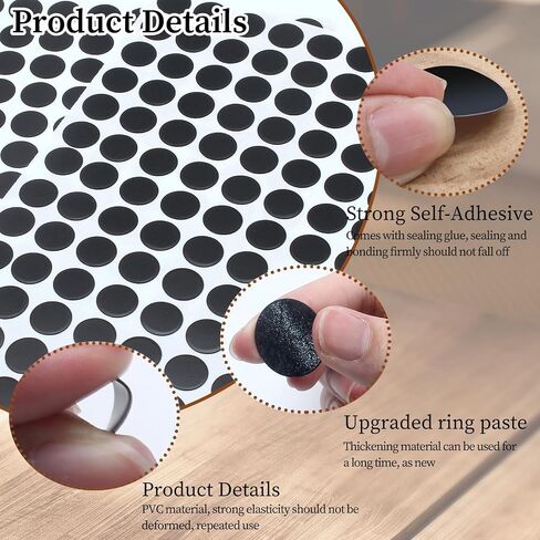 Waziaqoc 108pcs Self-Adhesive Screw Hole Stickers (Black), 2-Table Sheets Screw Covers Caps PVC Dustproof Round Stickers for Wooden Furniture - 15mm/0.59inch in Kuwait