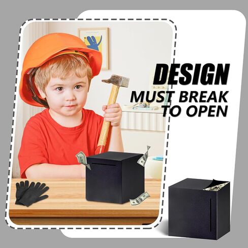 Piggy Bank for Adults and Kids, Must Break to Open Stainless Steel Piggy Bank, Unbreakable Metal Money Bank for Cash and Coins Saving, 4.72 Inch (Black) in Saudi Arabia