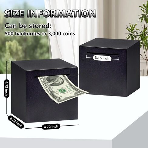 Piggy Bank for Adults and Kids, Must Break to Open Stainless Steel Piggy Bank, Unbreakable Metal Money Bank for Cash and Coins Saving, 4.72 Inch (Black) in Saudi Arabia