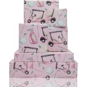 Vnaaem Golf Wart Paper 6 PC Pink Golf Gift Wrap Plated Flat for Girls Birls Birthdy Baby Shower Party 19.6 x27.inch